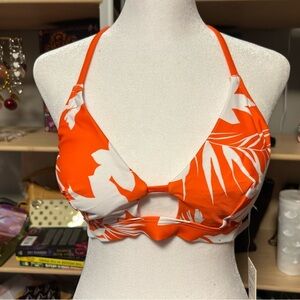 Cupshe ( only top) Tropical Orange and White Bikini Top